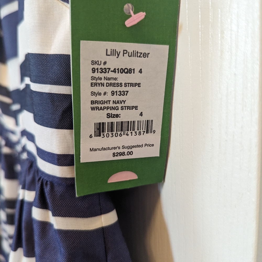 Lilly Pulitzer Eryn Stripe Dress Navy size 4 - Picture 3 of 3
